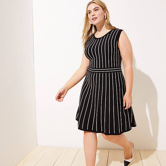 Ann Taylor LOFT Striped Flare Sweater Dress XL - Picture 2 of 3